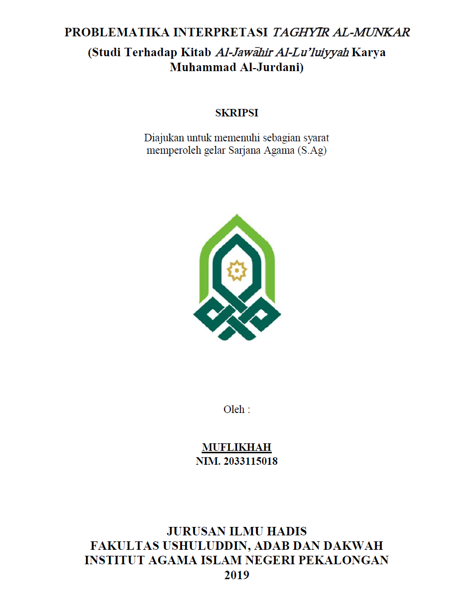 Problematika Interpretasi Taghyir Al-Munkar (Studi Terhadap Kitab Al-Jawahir AL-Lu'luiyyah Karya Muhammad Al-Jurdani)