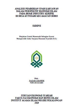 Analisis Pemberian Upah Karyawan Dalam Perspektif Ekonomi Islam Pada Home Industry Keripik di Desa Kutosari Kecamatan Doro