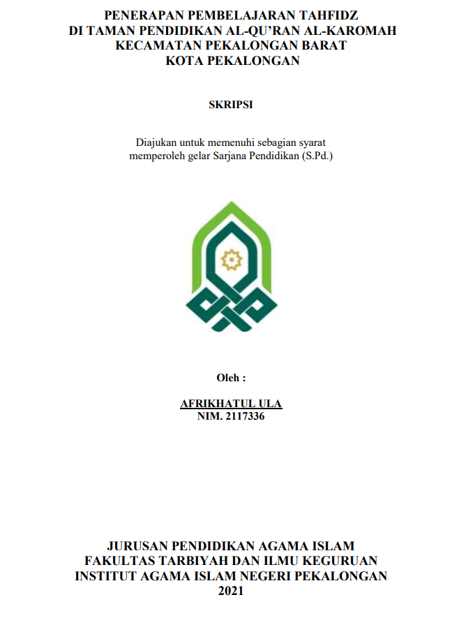 Penerapan Pembelajaran Tahfidz di Taman Pendidikan Al-Qur'an Al-Karomah Kecamatan Pekalongan Barat Kota Pekalongan