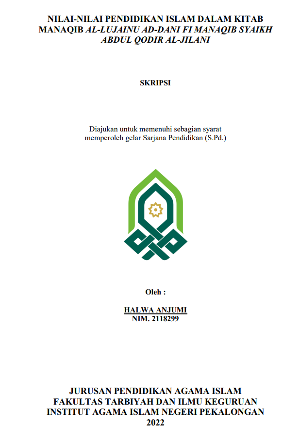 Nilai-Nilai Pendidikan Islam Dalam Kitab Manaqib Al-Lujainu Ad-Dani Fi Manaqib Syaikh Abdul Qodir Al-Jilani