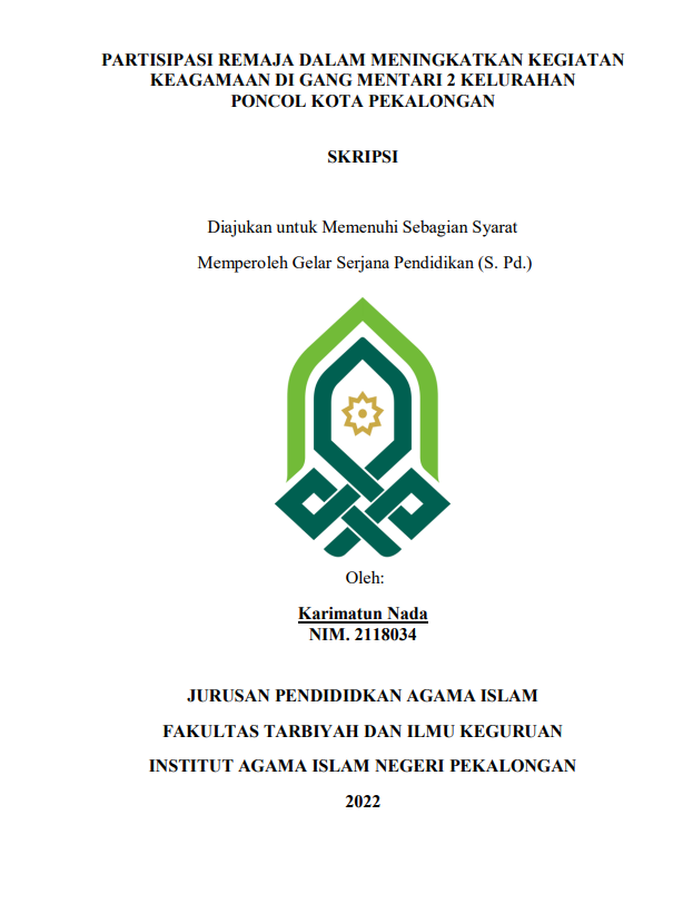 Partisipasi Remaja Dalam Meningkatkan Kegiatan Keagamaan di Gang Mentari 2 Kelurahan Poncol Kota Pekalongan