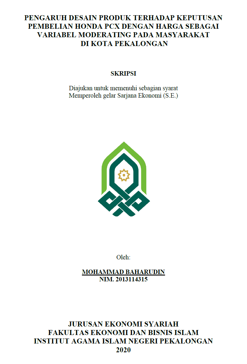 Pengaruh Desain Produk Terhadap Keputusan Pembelian Honda PCX Dengan Harga Sebagai Variabel Moderating Pada Masyarakat di Kota Pekalongan
