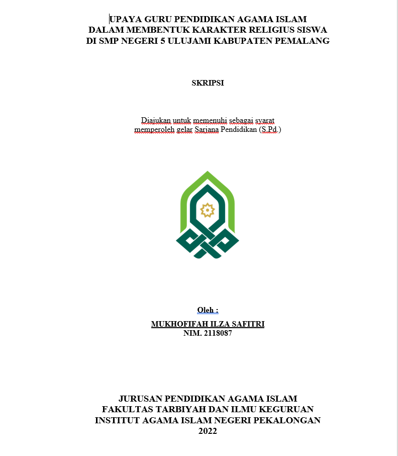 Upaya Guru Pendidikan Agama Islam Dalam Membentuk Karakter Religius Siswa di SMP Negeri 5 Ulujami Kabupaten Pemalang