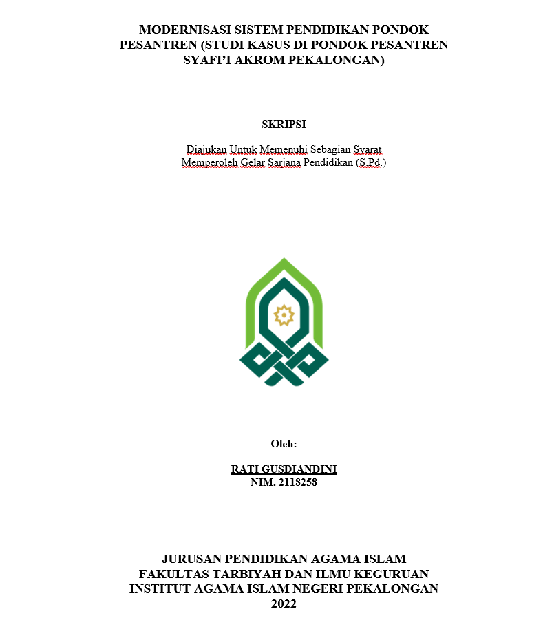 Modernisasi Sistem Pendidikan Pondok Pesantren (Studi Kasus di Pondok Pesantren Syafi'I Akrom Pekalongan)