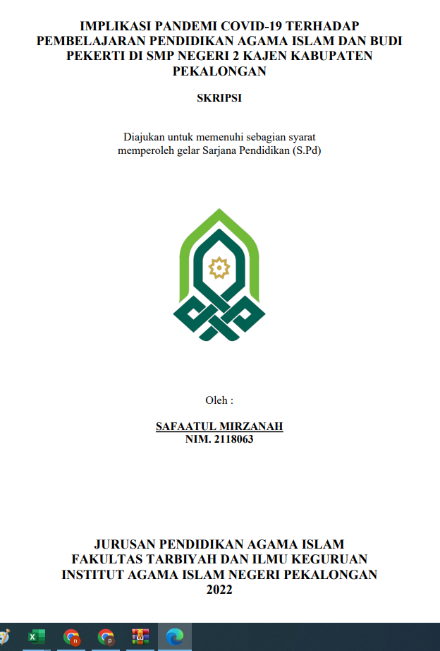 Implikasi Pandemi Covid-19 Terhadap Pembelajaran Pendidikan Agama Islam dan Budi Pekerti di SMP Negeri 2 Kajen Kabupaten Pekalongan