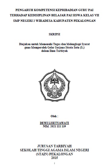 Pengaruh Kompetensi Kepribadian Guru PAI Terhadap Kedisiplinan Belajar PAI Siswa Kelas VII SMP Negeri 2 Wiradesa Kabupaten Pekalongan