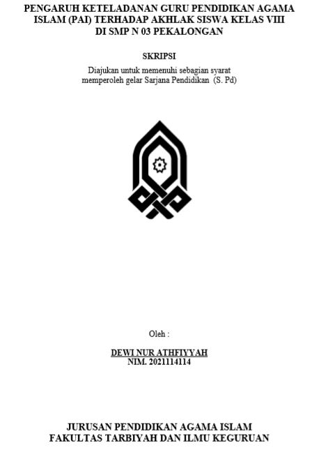 Pengaruh  Keteladanan Guru Pendidikan Agama Islam (PAI) Terhadap Akhlak Siswa Kelas VIII Di SMP N 03 Pekalongan