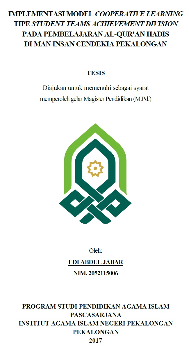 Implementasi Model Cooperative Learning Tipe Student Teams Achievement Division Pada Pembelajaran Al Quran Hadis di MAN Insan Cendekia Pekalongan