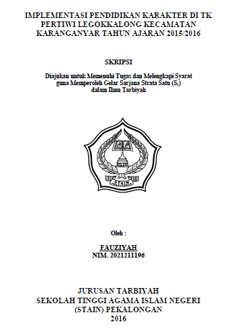 Implementasi Pendidikan Karakter di TK Pertiwi Legokkalong Kecamatan Karanganyar Tahun Ajaran 2015/2016