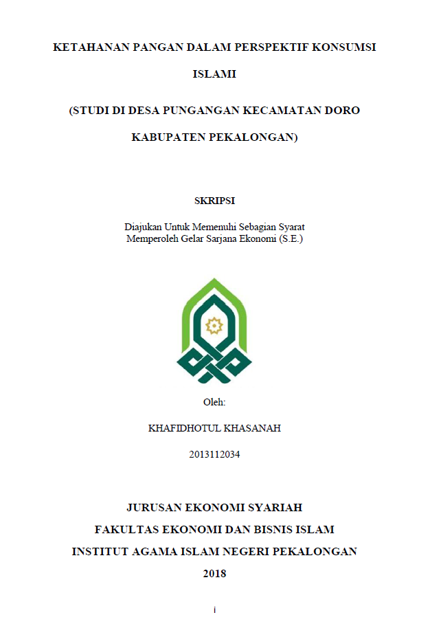 Ketahanan Pangan dalam Perspektif Konsumsi Islami(Studi di Desa Pungangan Kecamatan Doro Kabupaten Pekalongan)