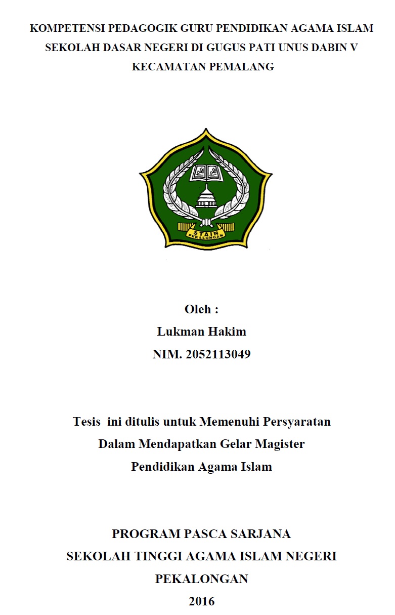 Kompetensi Pedagogik Guru Pendidikan Agama Islam Sekolah Dasar Negeri di Gugus Pati Unus Dabin V Kecamatan Pemalang