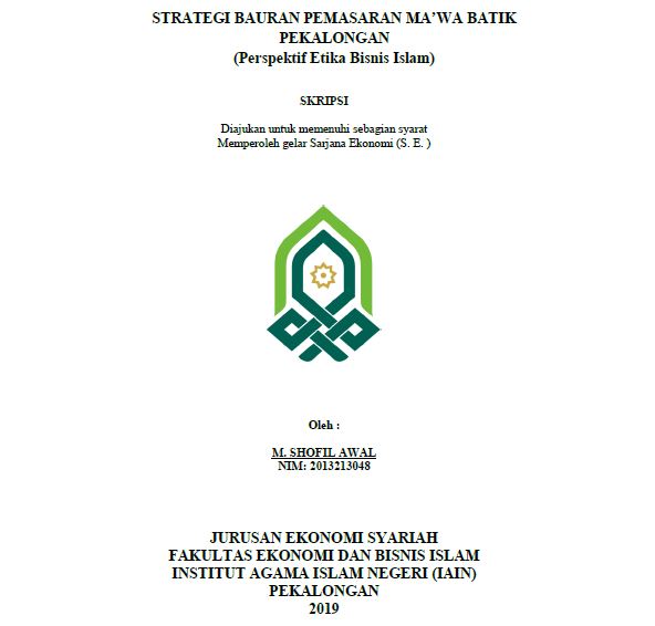 Strategi Bauran Pemasaran Mawa Batik Pekalongan (Perspektif Etika Bisnis Islam)