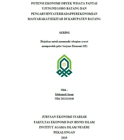 Potensi Ekonomi Obyek Wisata Pantai Ujungnegoro Batang Dan Pengaruhnya Terhadap Perekonomian Masyarakat Sekitar Di Kabupaten Batang