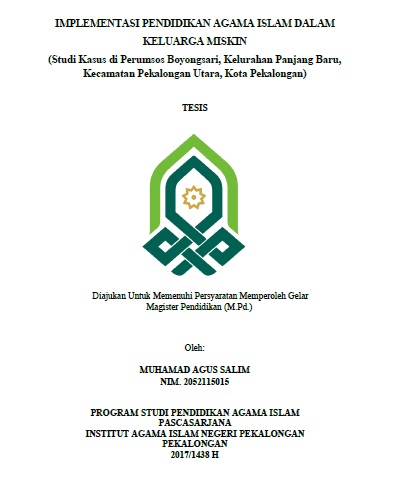 Implementasi Pendidikan Agama Islam dalam Keluarga Miskin (Studi Kasus di Perumsos Boyongsari, Kelurahan Panjang Baru, Kecamatan Pekalongan Utara, Kota Pekalongan