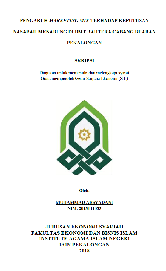 Pengaruh Marketing Mix terhadap Keputusan Nasabah Menabung di BMT Bahtera Cabang Buaran Pekalongan