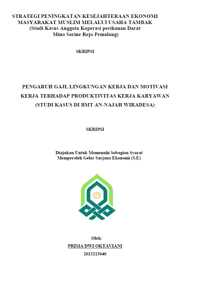 Pengaruh Gaji, Lingkungan Kerja dan Motivasi Kerja terhadap Produktivitas Kerja Karyawan (Studi Kasus di BMT An-Najah)