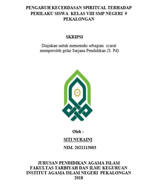 Pengaruh Kecerdasan Spiritual Terhadap Perilaku Siswa Kelas VIII SMP Negeri 9 Pekalongan