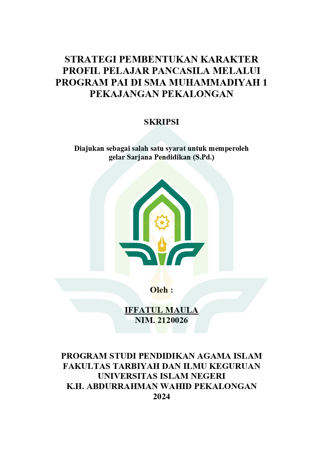 Strategi Pembentukan Karakter Profil Pelajar Pancasila Melalui Program PAI di SMA Muhammadiyah 1 Pekajangan Pekalongan