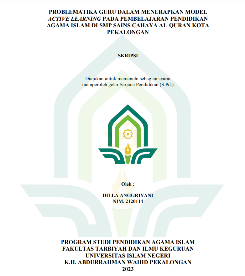 Problematika Guru Dalam Menerapkan Model Active Learning Pada Pembelajaran Pendidikan Agama Islam Di SMP Sains Cahaya Al-Qur'an Kota Pekalongan