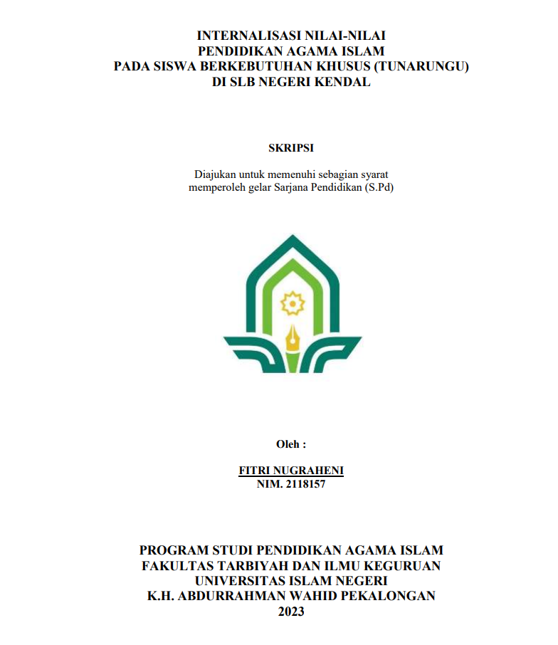 Internalisasi Nilai-Nilai Pendidikan Agama Islam Pada Siswa Berkebutuhan Khusus (Tunarungu) Di SLB Negeri Kendal