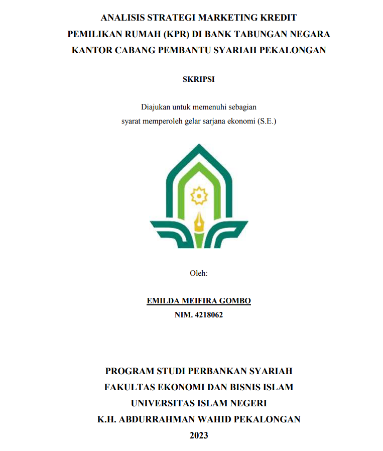 Analisis Strategi Marketing Kredit Pemilikan Rumah (KPR) Di Bank Tabungan Negara Kantor Cabang Pembantu Syariah Pekalongan