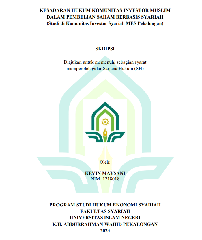 Kesadaran Hukum Komunitas Investor  Muslim dalam Pembelian Saham Berbasis Syariah (Studi di Komunitas Investor Syariah MES Pekalongan