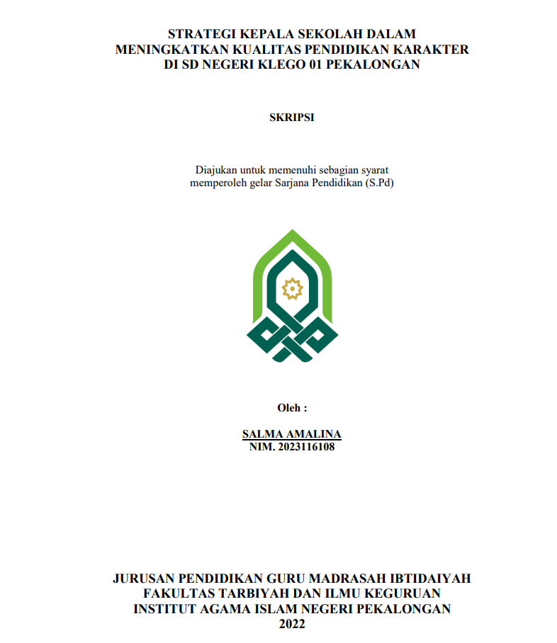 Strategi Kepala Sekolah dalam Meningkatkan Kualitas Pendidikan Karakter di SD Negeri Klego 01 Pekalongan