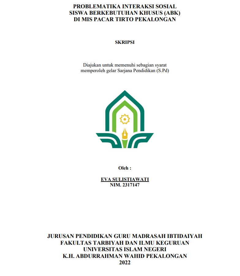 Problematika Interaksi Sosial Siswa Berkebutuhan Khusus (ABK) di Mis Pacar Tirto Pekalongan