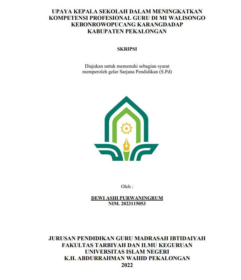 Upaya Kepala Sekolah dalam Meningkatkan Kompetensi Profesional Guru di MI Walisongo Kebonrowopucang Karangdadap Kabupaten Pekalongan