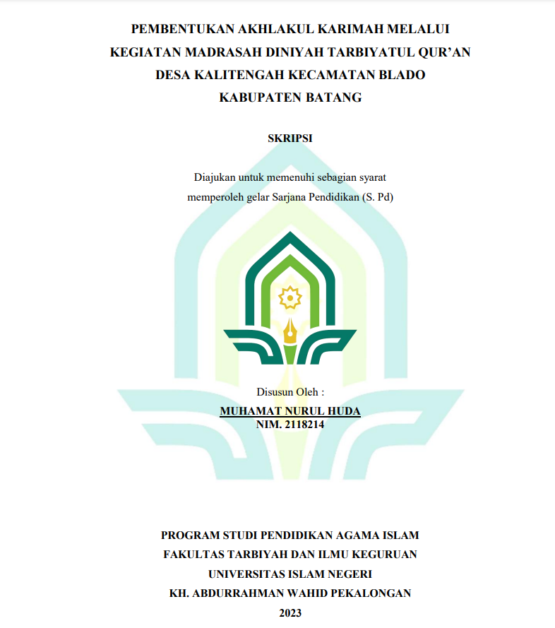 Pembentukan Akhlakul Karimah Melalui Kegiatan Madrasah Diniyah Tarbiyatul Blado Kabupaten Batang