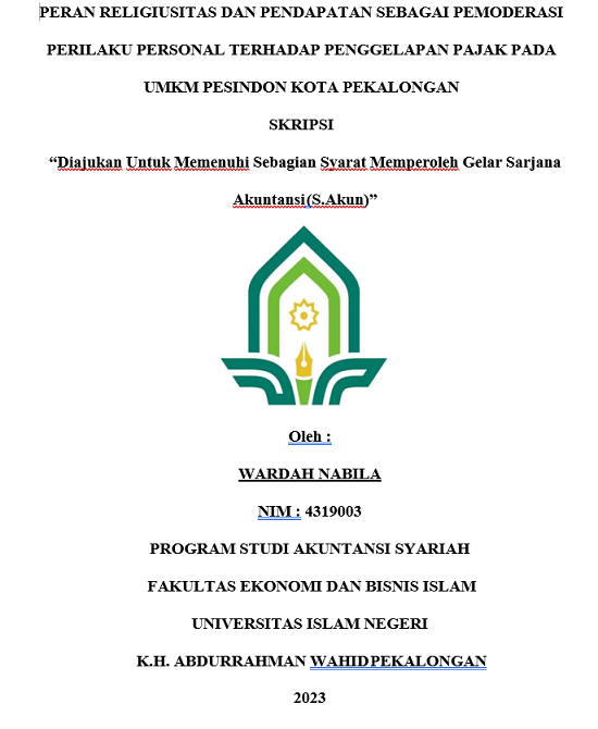 Peran Religiusitas dan Pendapatan Sebagai Pemoderasi Perilaku Personal Terhadap Penggelapan Pajak pada UMKM Pesindon Kota Pekalongan