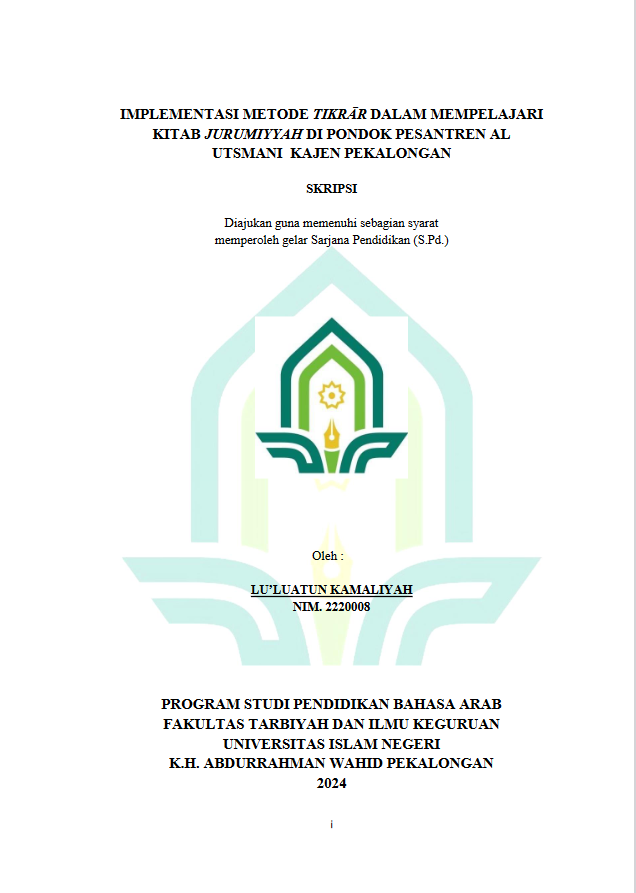 Implementasi Metode Tikrar Dalam Mempelajari Kitab Jurumiyyah Di Pondok Pesantren Al Utsmani Kajen Pekalongan