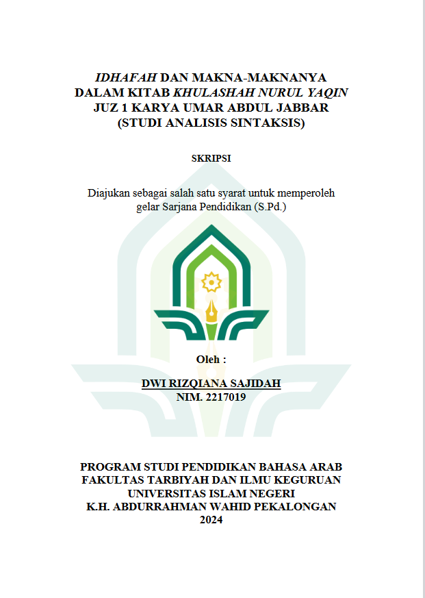 Idhafah Dan Makna-Maknanya Dalam Kitab Khulashah Nurul Yaqin Juz 1 Karya Umar Abdul Jabbar (Studi Analisis Sintaksis)