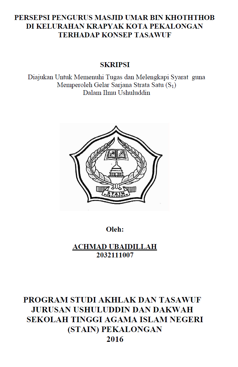 Persepsi Pengurus Masjid Umar Bin Khothob Di Kelurahan Krapyak Kota Pekalongan Terhadap Konsep Tasawuf