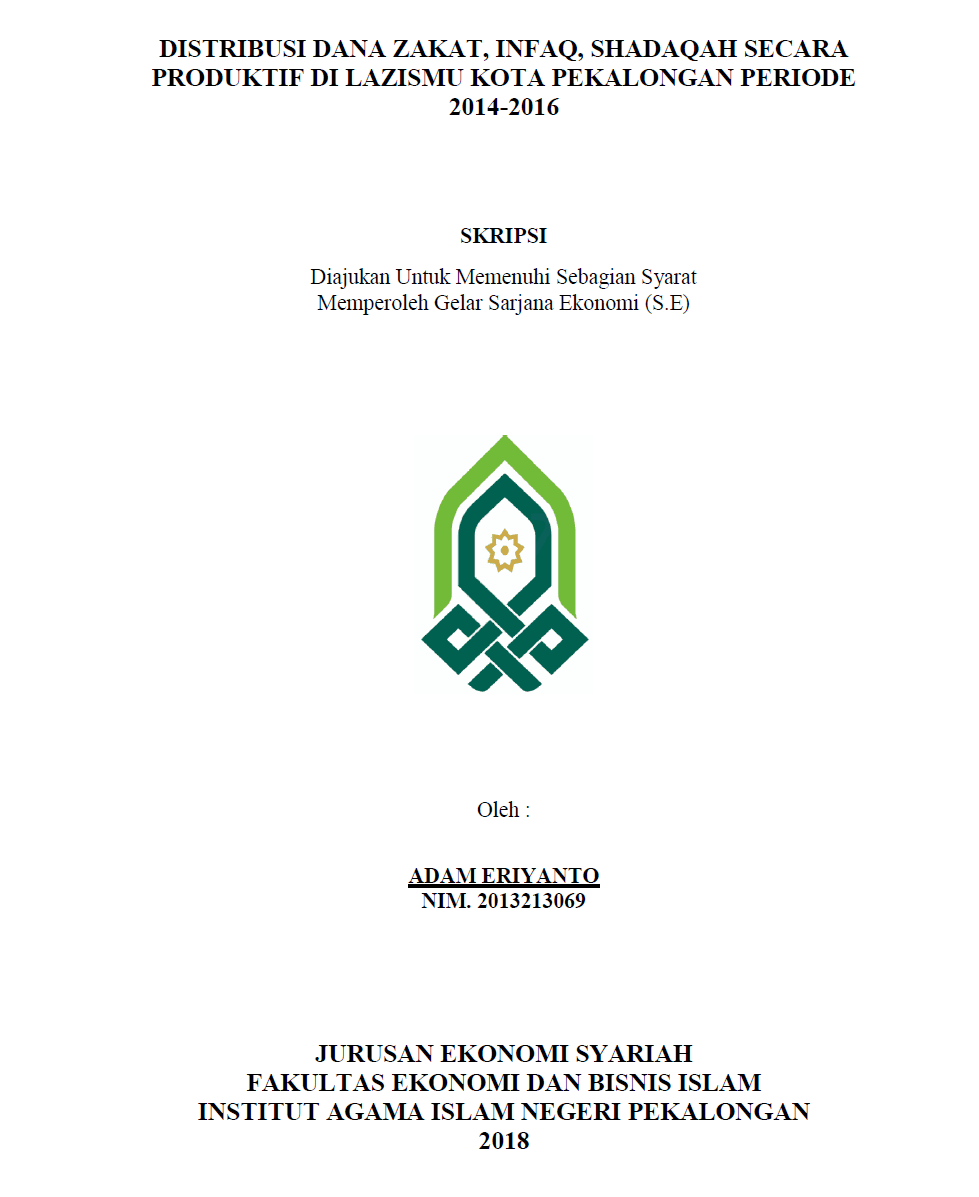 Distribusi Dana Zakat, Infaq, Shadaqah Secara Produktif Di LAZISMU Kota Pekalongan Periode 2014 - 2015