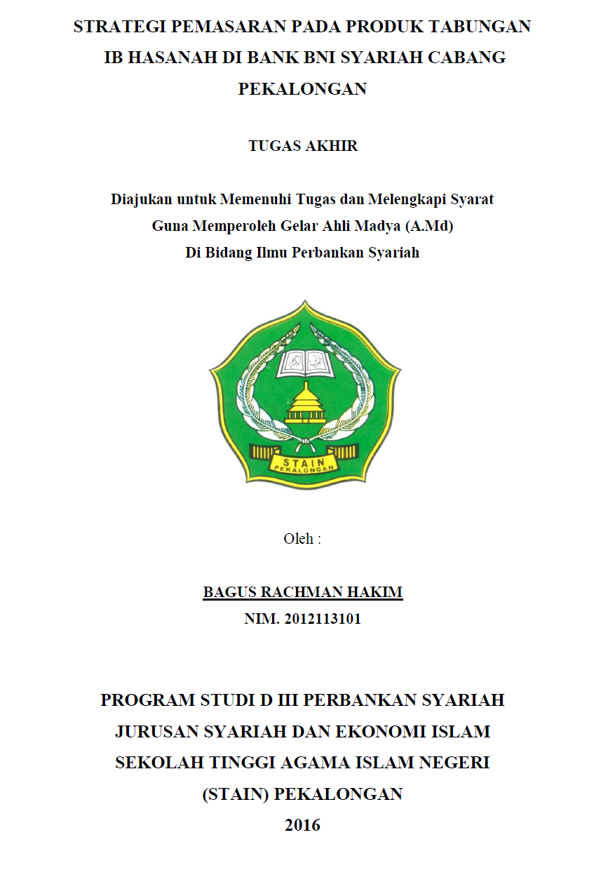 Strategi Pemasaran Pada Produk Tabungan IB Hasanah Di Bank BNI Syariah Cabang Pekalongan