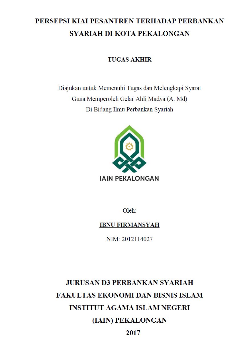 Persepsi Kiai Pesantren Terhadap Perbankan Syariah Di Kota Pekalongan