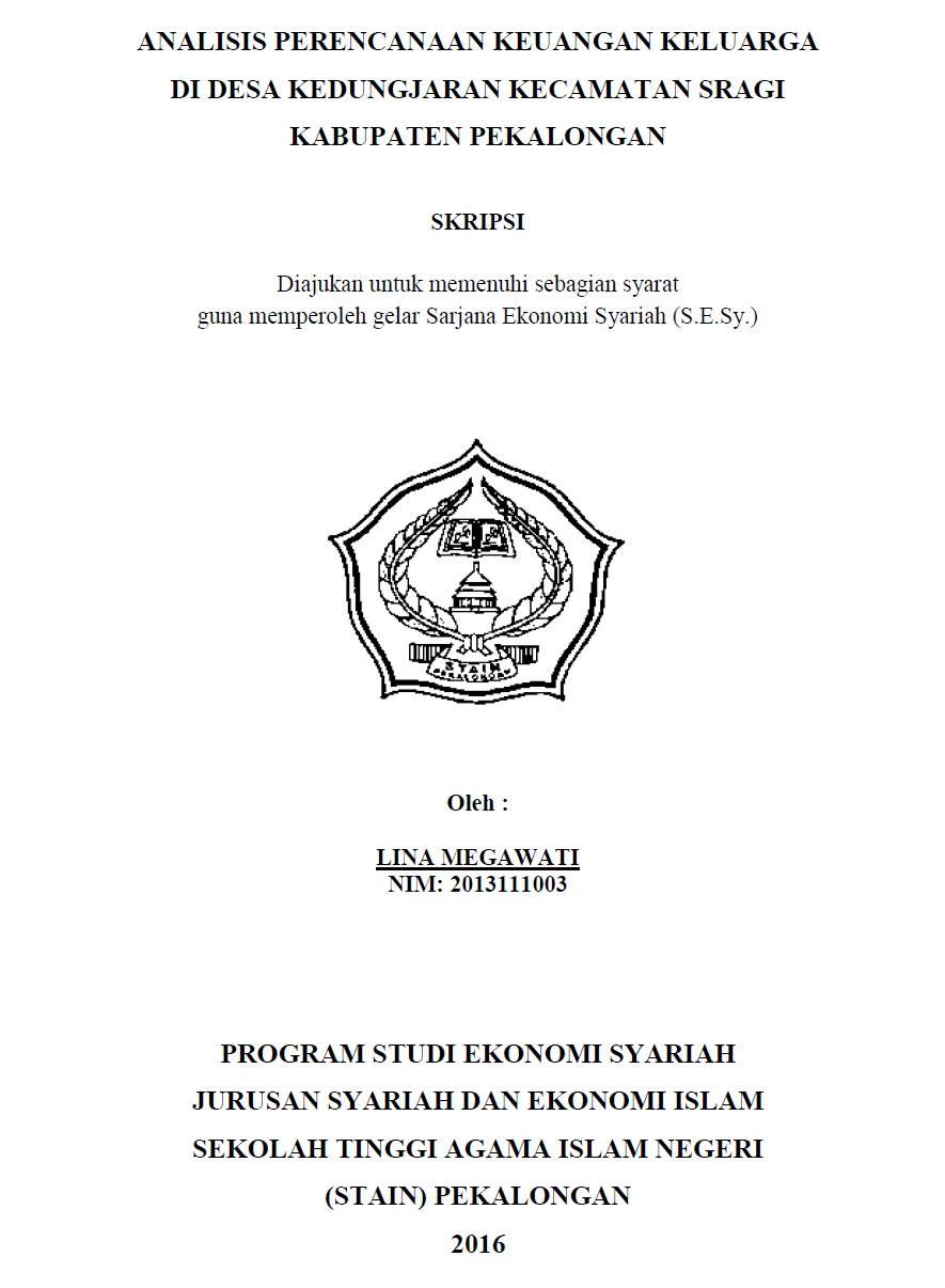 Analisis Perencanaan Keuangan Keluarga Di Desa Kedungjaran Kecamatan Sragi Kabupaten Pekalongan