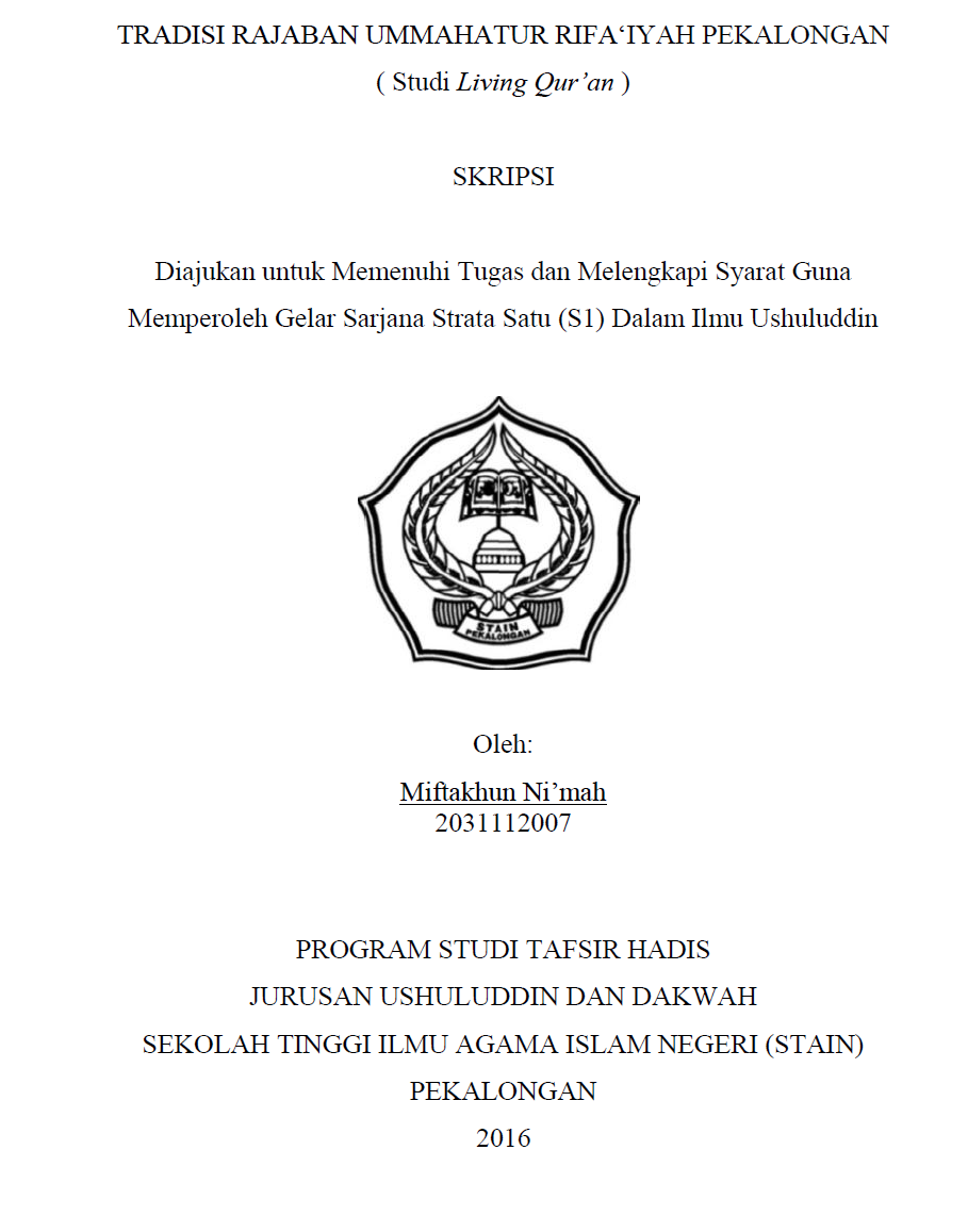 Tradisi Rajaban Ummahatur Rifa'iyah Pekalongan (Studi Living Qur'an)