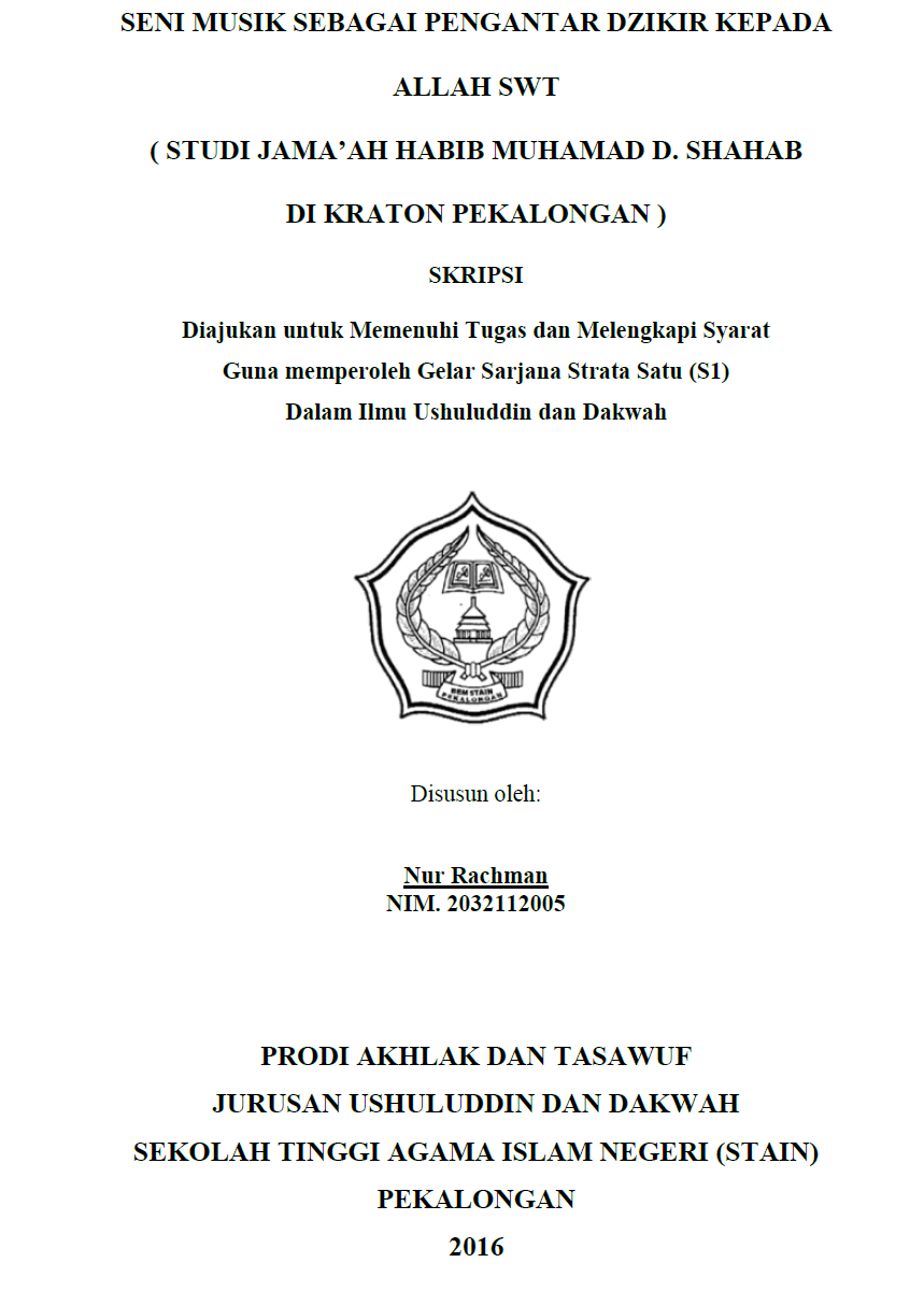 Seni Musik Sebagai Pengantar Dzikir Kepada Allah SWT (Studi Jama'ah Habib Muhamad D. Shahab Di Kraton Pekalongan)