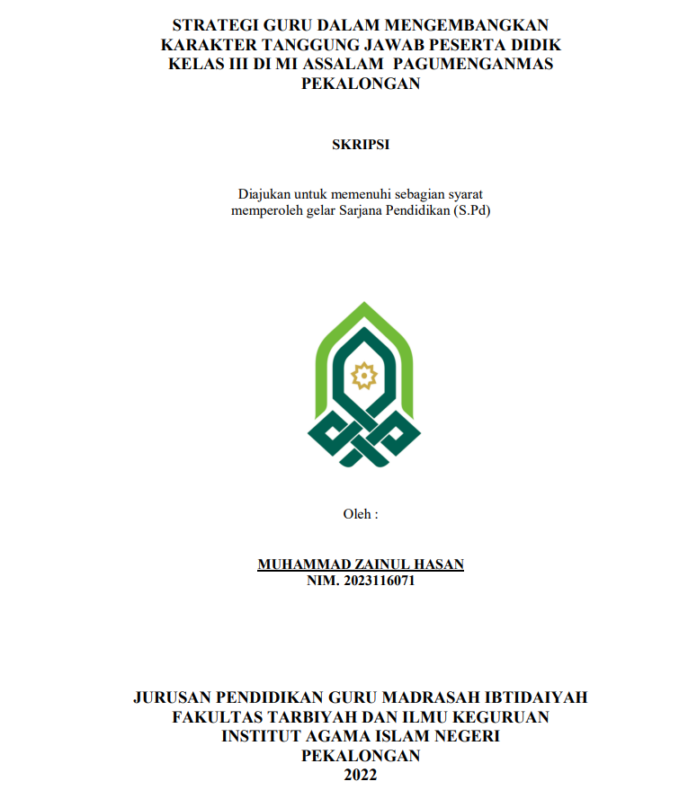 Strategi Guru dalam Mengembangkan Karakter Tanggung Jawab Peserta Didik Kelas III MI Assalam Pagumenganmas Pekalongan