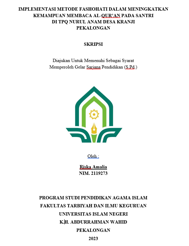 Implementasi Metode Fashohati Dalam Meningkatkan Kemampuan Membaca Al-Qur'an Pada Santri di TPQ Nurul Anam Desa Kranji Pekalongan