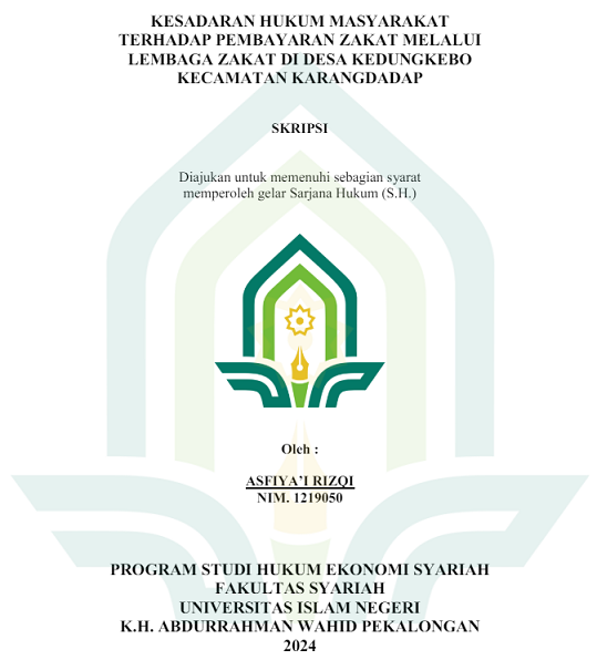 Kesadaran Hukum Masyarakat Terhadap Pembayaran Zakat di Desa Kedungkebo Kecamatan Karangdadap