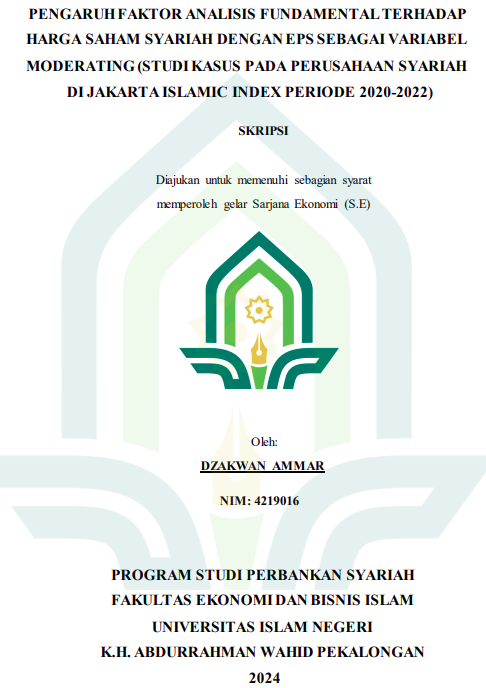 Pengaruh Faktor Analisis Fundamental Terhadap Harga Saham Syariah Dengan EPS Sebagai Variabel Moderating (Studi Kasus Pada Perusahaan Syariah Di Jakarta Islamic Index Periode 2020-2022)