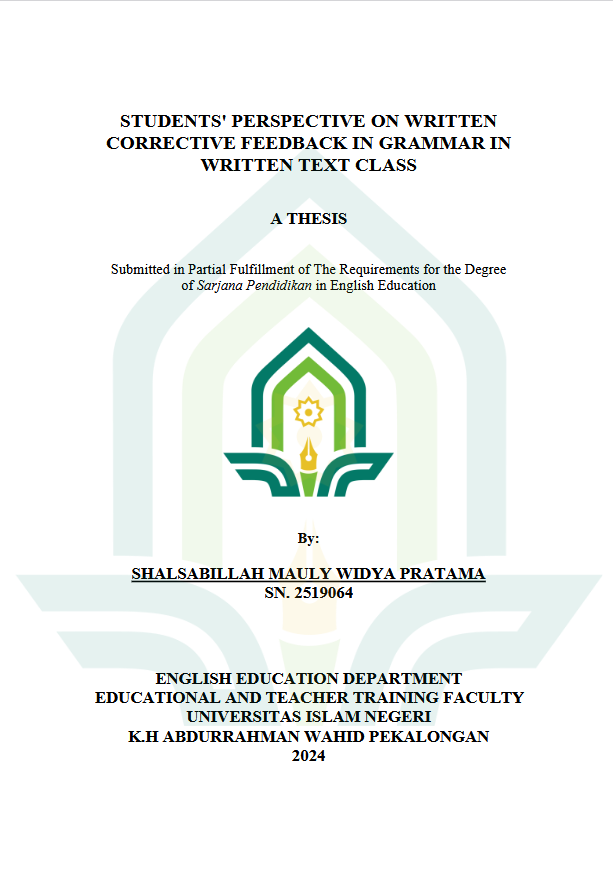 Students' Perspective On Written Corrective Feedback In Grammar In Written Text Class