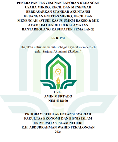 Penerapan Penyusunan Laporan Keuangan Usaha Mikro, Kecil Dan Menengah Berdasarkan Standar Akuntansi Keuangan Entitas Mikro, Kecil Dan Menengah (Studi Kasus UMKM Bakso & Mie Ayam Om Gendut Di Kecamatan Bantarbolang Kabupaten Pemalang)