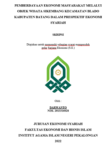 Pemberdayaan Ekonomi Masyarakat Melalui Objek Wisata Sikembang Kecamatan Blado Kabupaten Batang Dalam Perspektif Ekonomi Syariah