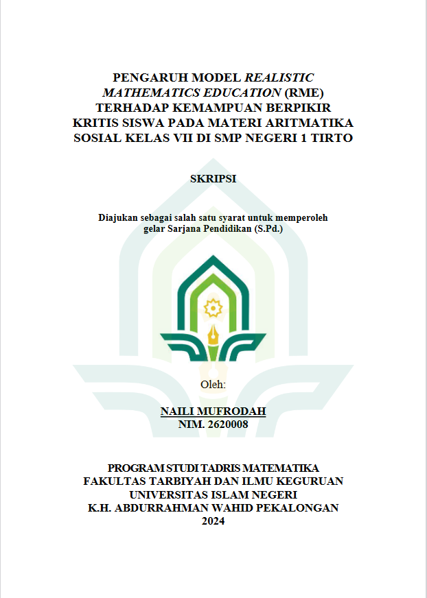 Pengaruh Model Realistic Mathematics Education (RME) Terhadap Kemampuan Berpikir Kritis Siswa Pada Materi Aritmatika Sosial Kelas VII di SMP Negeri 1 Tirto