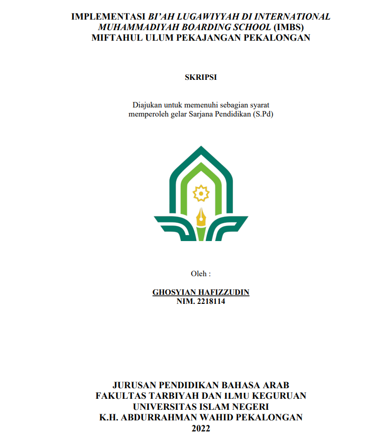 Implementasi Bi'ah Lughawiyyah di International Muhammadiyah Boarding School (IMBS) Miftahul Ulum Pekajangan Pekalongan