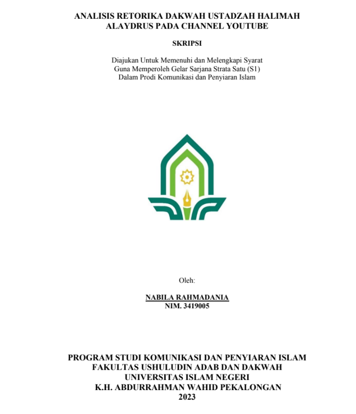 Analisis Retorika Dakwah Ceramah Ustadzah Halimah Alaydrus pada Channel Youtube